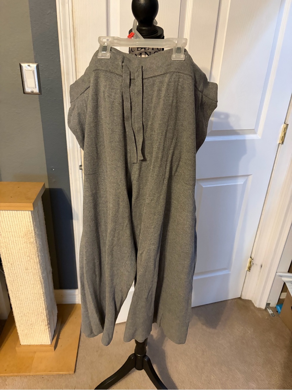 Banana Republic Gray Wide-Leg Knot Drawstring Pants